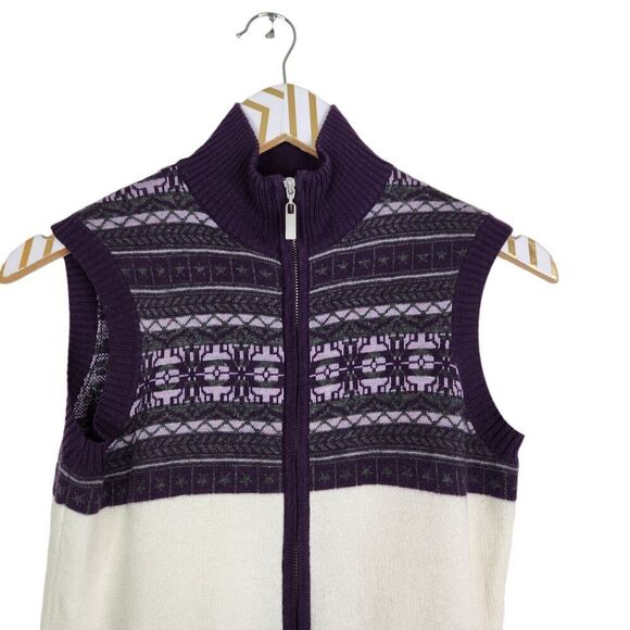 NEVE Sweater Womens Small Cream Luna Vest Wool Zip‎ Fair Isle Cardigan Cabincore - Picture 4 of 9